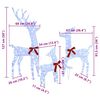 vidaXL Reindeer Family 3 pcs Cold white 68 x 26 x 127 cm Fabric