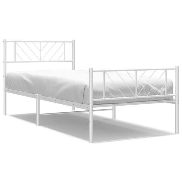 vidaXL Metal Bed Frame without Mattress with Footboard White 80x200cm