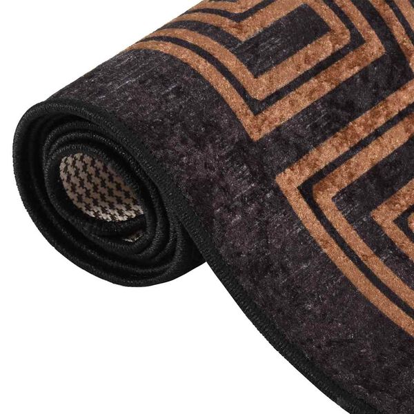 vidaXL Rug Washable 80x300 cm Black and Gold
