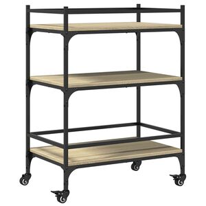 vidaXL Kitchen Trolley Sonoma Oak 65x40x86.5 cm Engineered Wood