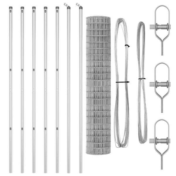 vidaXL Fence with Post Silver 1.6 x 10 m Steel and PVC