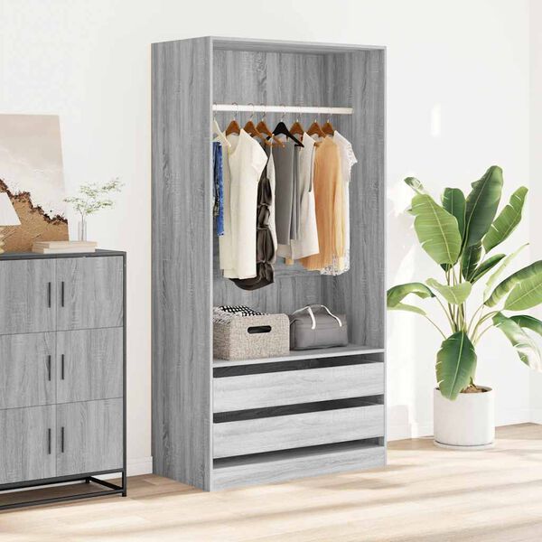 vidaXL Wardrobe Grey Sonoma 100x50x200 cm Engineered Wood
