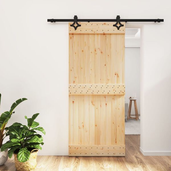 vidaXL Sliding Door with Hardware Set 90x210 cm Solid Wood Pine