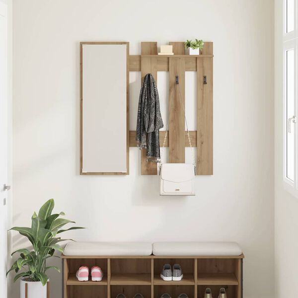 vidaXL Wall-Mounted Coat Rack Artisan oak 100 x 10 x 100 cm
