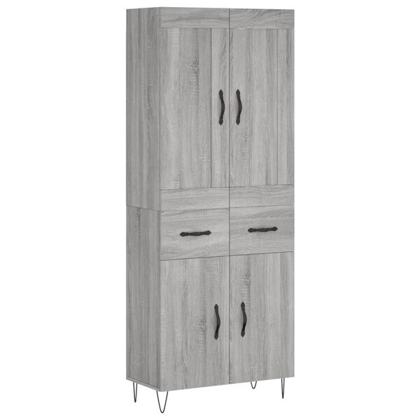vidaXL Highboard Grey Sonoma 69.5x34x180 cm Engineered Wood