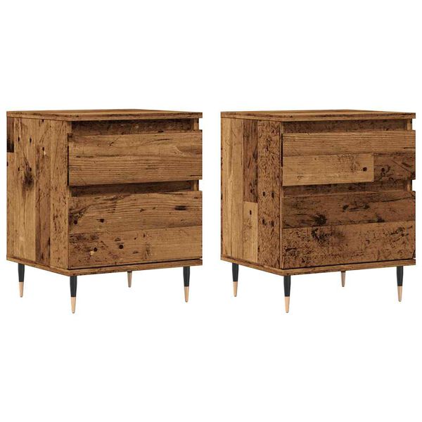vidaXL Bedside Cabinets 2 pcs Old Wood 40x35x50 cm Engineered Wood