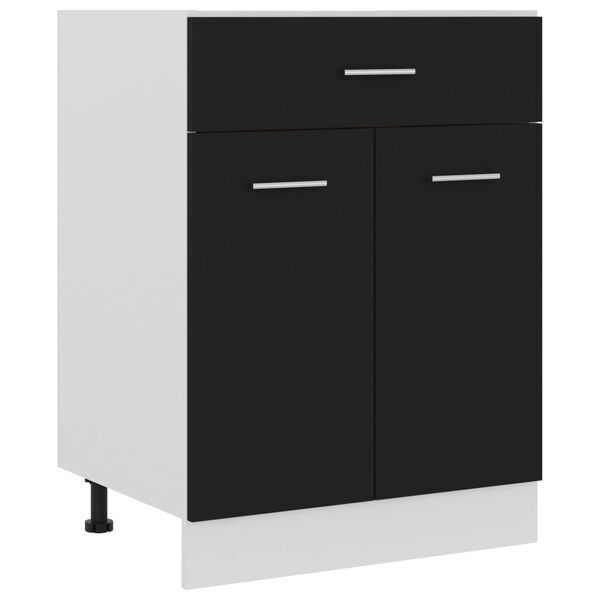 vidaXL Drawer Bottom Cabinet Lyon Black 60x46x81.5 cm Engineered Wood