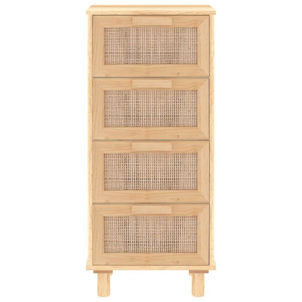vidaXL Sideboard Brown 40x30x90 cm Solid Wood Pine and Natural Rattan