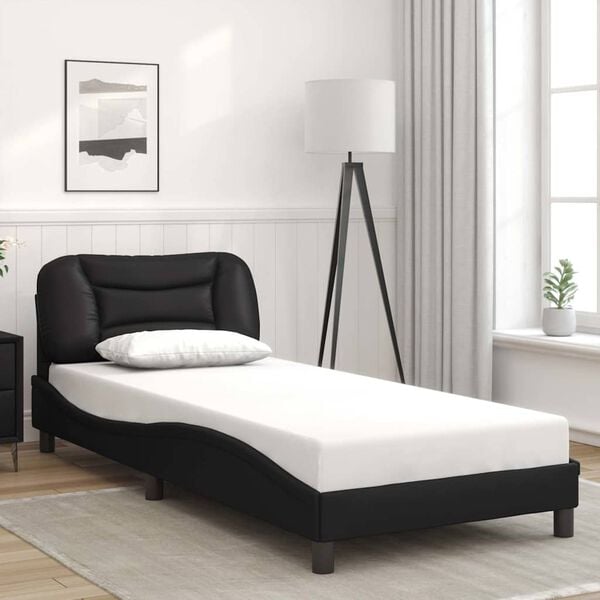 vidaXL Bed Frame without Mattress "Hvar" Black 90x190 cm Single Faux Leather