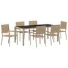 vidaXL Garden Dining Set 7 pcs Beige Poly Rattan
