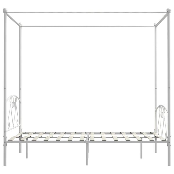 vidaXL Bed Frame without Mattress with Canopy White 140x200 cm Metal