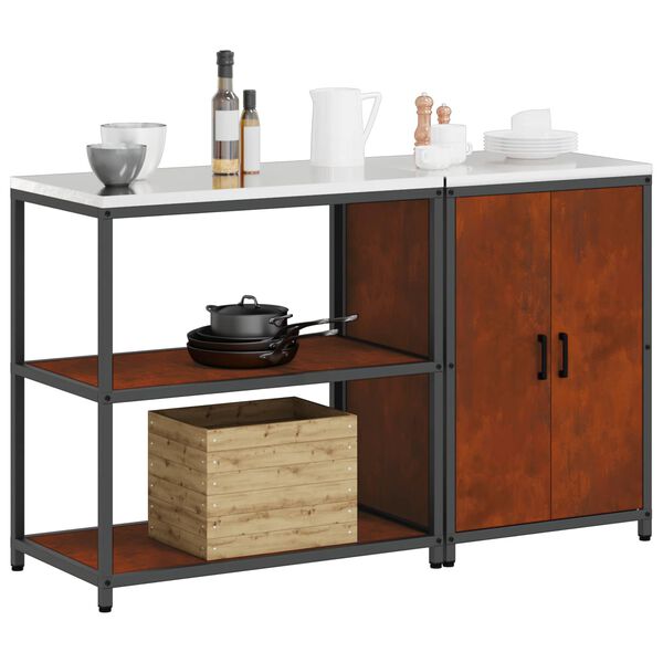 vidaXL Kitchen Storage Set with Shelf 2 pcs Rusty Weathering Steel