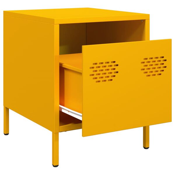 vidaXL Bedside Cabinet&nbsp;Mustard Yellow 35x39x43.5 cm Steel