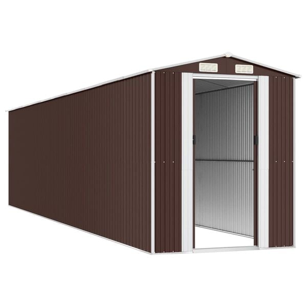 vidaXL Garden Shed Dark Brown 192x855x223 cm Galvanised Steel