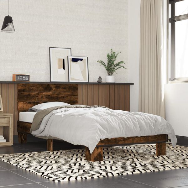 vidaXL Bed Frame without Mattress Smoked Oak 90x200 cm