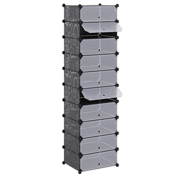 vidaXL Interlocking Shoe Organiser with 10 Compartments Black