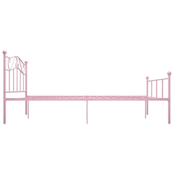 vidaXL Bed Frame without Mattress Pink Metal 140x200 cm