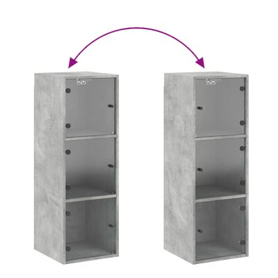 vidaXL Wall Cabinet with Glass Doors Concrete Grey 35x37x100 cm