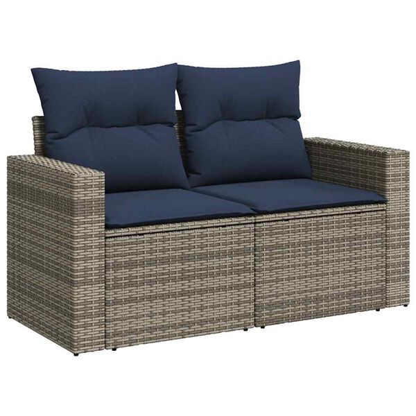 vidaXL 5 Piece Garden Sofa Set with Cushions Grey Poly Rattan Acacia