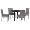 vidaXL Garden Dining Set 5 pcs Grey Poly rattan