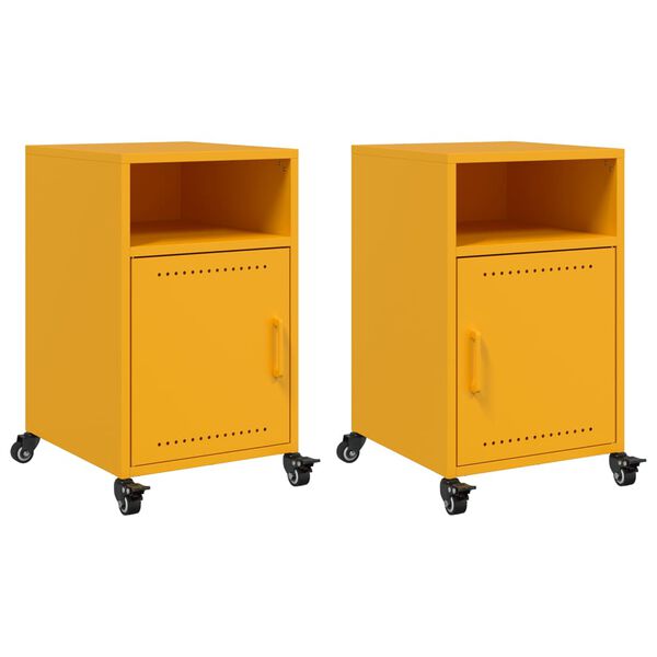 vidaXL Bedside Cabinets 2 pcs Mustard Yellow 36x39x59 cm Steel