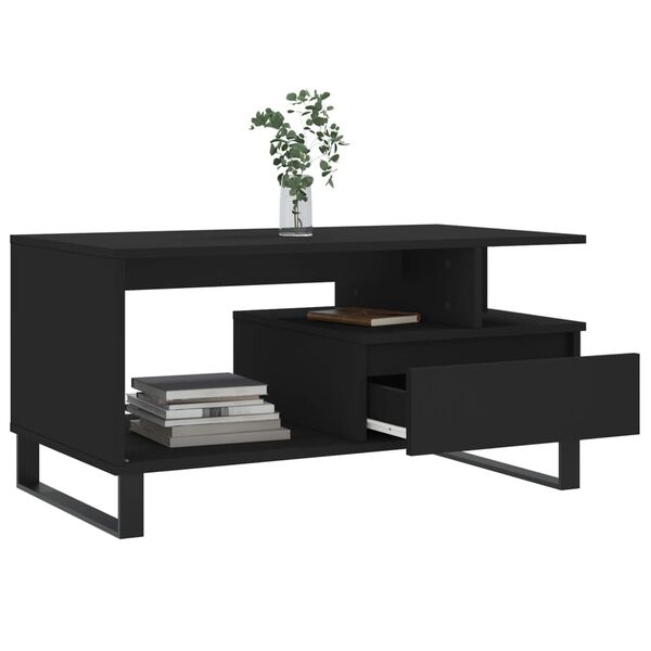 vidaXL Coffee Table Black 90x49x45 cm Engineered Wood