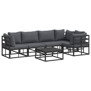vidaXL Garden Sofa Set 6 pcs Black Aluminium