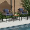 vidaXL Outdoor Furniture Set 3 pcs Grey and Navy Blue PE Rattan