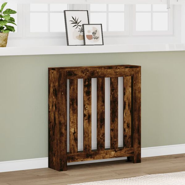 vidaXL Radiator Cover Smoked Oak 78x20x82 cm Engineered Wood