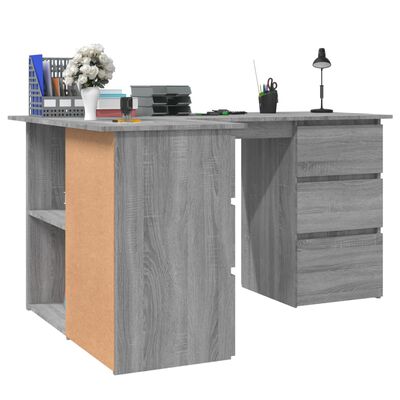 vidaXL Corner Desk Grey Sonoma 145x100x76 cm Engineered Wood