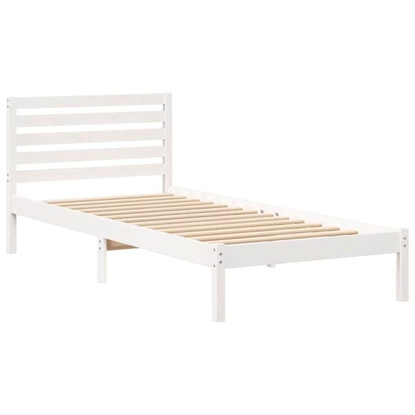 vidaXL Bed Frame with Headboard White 100 x 210 cm Solid Pine Wood