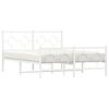 vidaXL Metal Bed Frame without Mattress with Footboard White 140x190cm