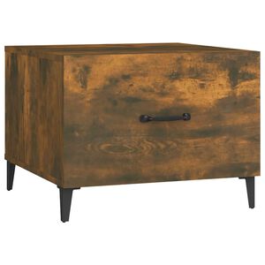vidaXL Coffee Table with Metal Legs Smoked Oak 50x50x40 cm