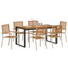 vidaXL Garden Dining Set 7 pcs Beige and Brown Poly Rattan