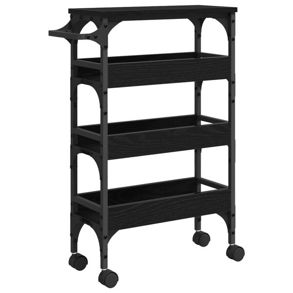 vidaXL Kitchen Trolley Black Oak 53 x 20 x 76 cm Engineered Wood