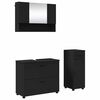 vidaXL Bathroom Furniture Set 3 pcs Black Engineered Wood and Metal