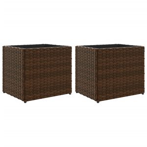 vidaXL Garden Planters 2 pcs Brown 36x30x32 cm Poly Rattan