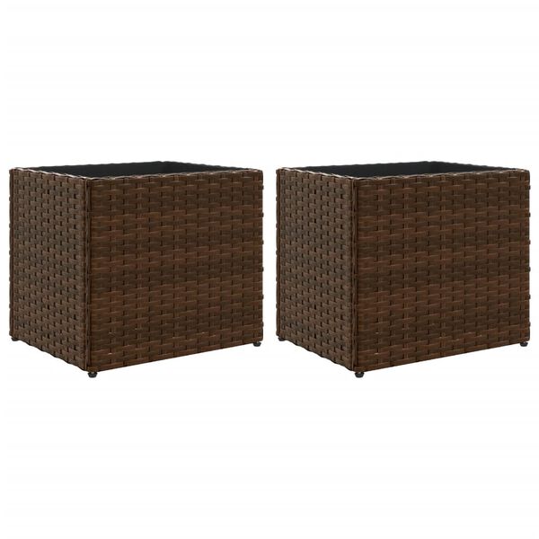vidaXL Garden Planters 2 pcs Brown 36x30x32 cm Poly Rattan