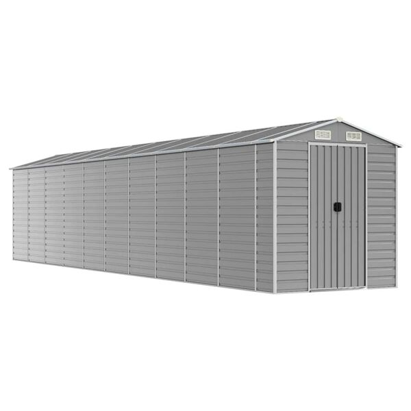 vidaXL Garden Shed Light Grey 191x895x198 cm Galvanised Steel