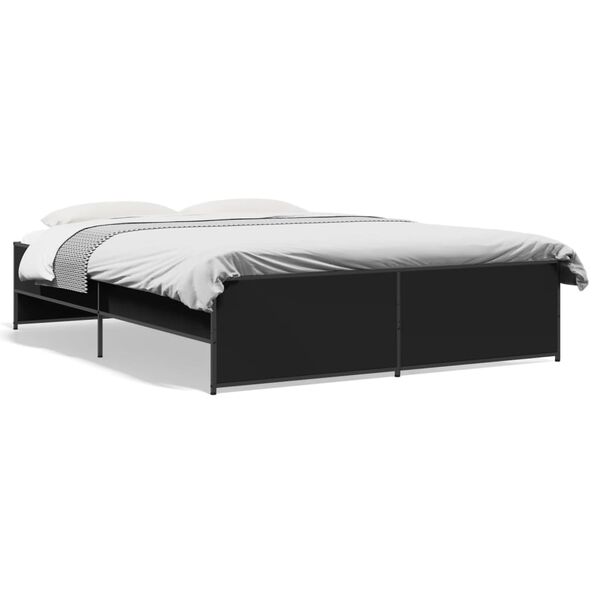 vidaXL Bed Frame without Mattress Black 150x200 cm King Size