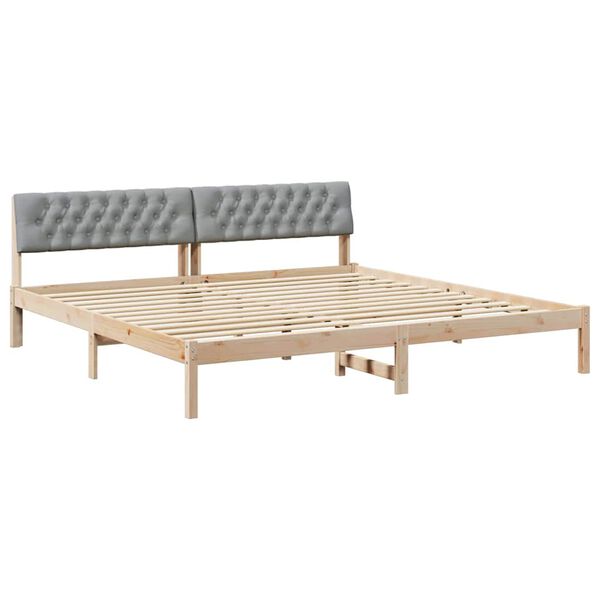 vidaXL Bed frame Brown and light grey 200 x 200 cm Solid pine wood