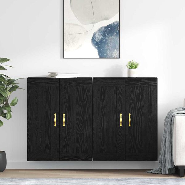 vidaXL Wall-mounted Cabinet 2 pcs Black Oak 69.5 x 34 x 90 cm