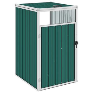 vidaXL Garbage Bin Shed Green 72x81x121 cm Steel