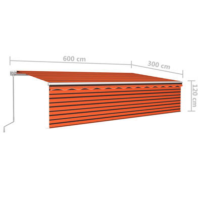 vidaXL Manual Retractable Awning with Blind 6x3m Orange&Brown