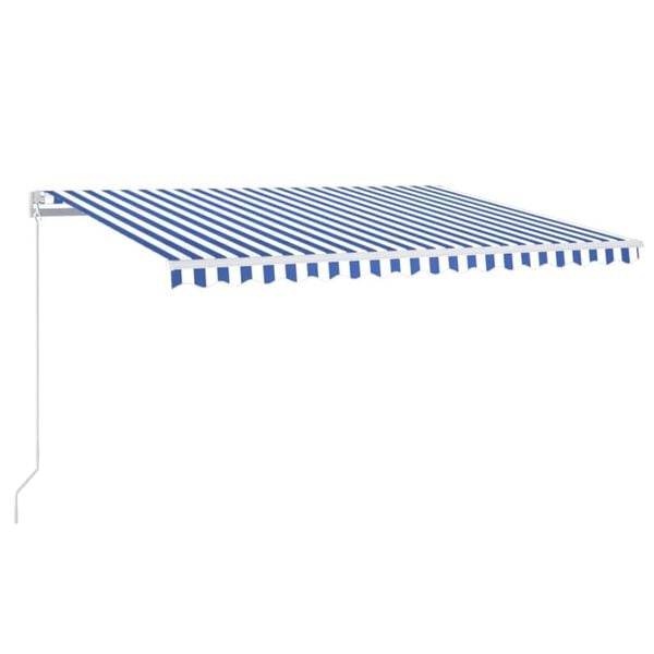 vidaXL Manual Retractable Awning with LED 450x350 cm Blue and White
