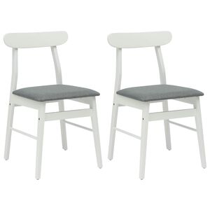 vidaXL Dining Chair 2 pcs Solid Rubber Wood White and Grey