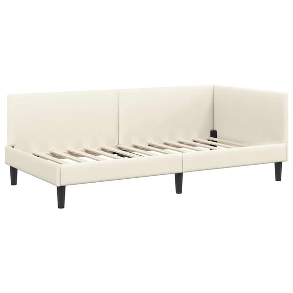 vidaXL Corner Bed Frame with Headboard Cream 100 cm x 200 cm Velvet