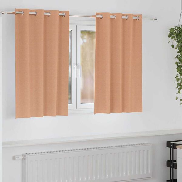 vidaXL Blackout Curtains with Rings 2 pcs Light Brown 140 x 140 cm