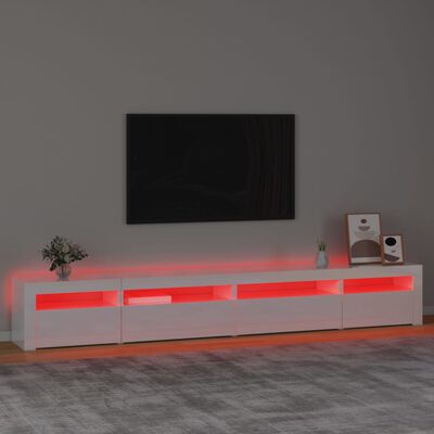 vidaXL TV Cabinet with LED Lights High Gloss White 270x35x40 cm