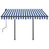 vidaXL Manual Retractable Awning with Posts 3.5x2.5 m Blue and White